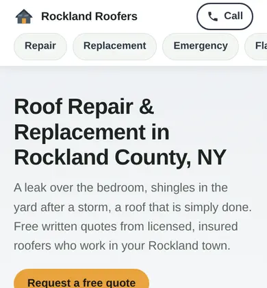 Phone view of Rockland Roofers